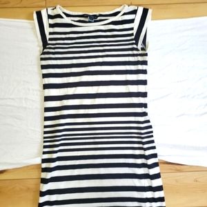 Black and white striped mini dress